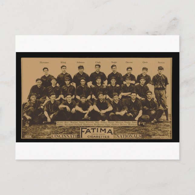 Postal Cincinnati Reds 1913 Impressão de Cartão de Cigarr (Frente)