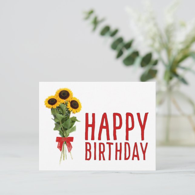 Postal Círculo de girassóis botânicos cartão de aniversár (Em pé/Frente)