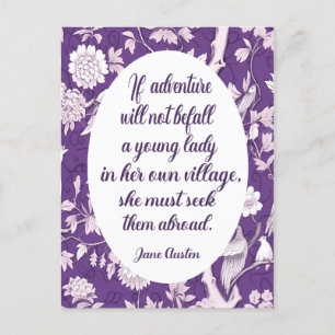Postal Citação de Jane Austen sobre o Cartão Aventura