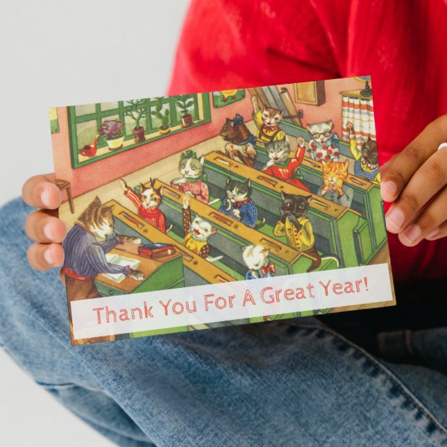 Postal Classe escolar com gatinhos Cartão de Apreciação d (Criador carregado)