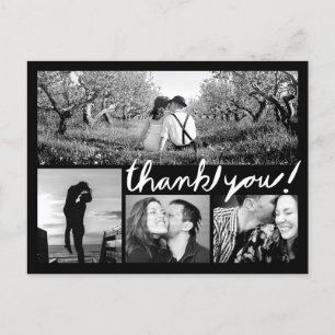 Postal Colagem de Fotografias Handwrite 4 Obrigado Cartão