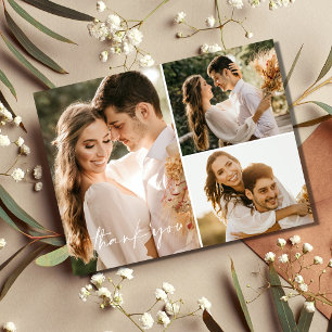 Postal Colagem de Fotos de Casamento Boho Cartão de Agrad