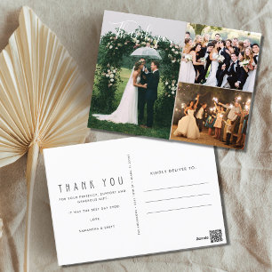 Postal Colagem de Fotos de Casamento Cartão de Agradecime