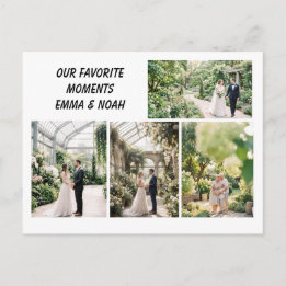 Postal Colagem de Fotos de Casamento Moderna em Cartão Po