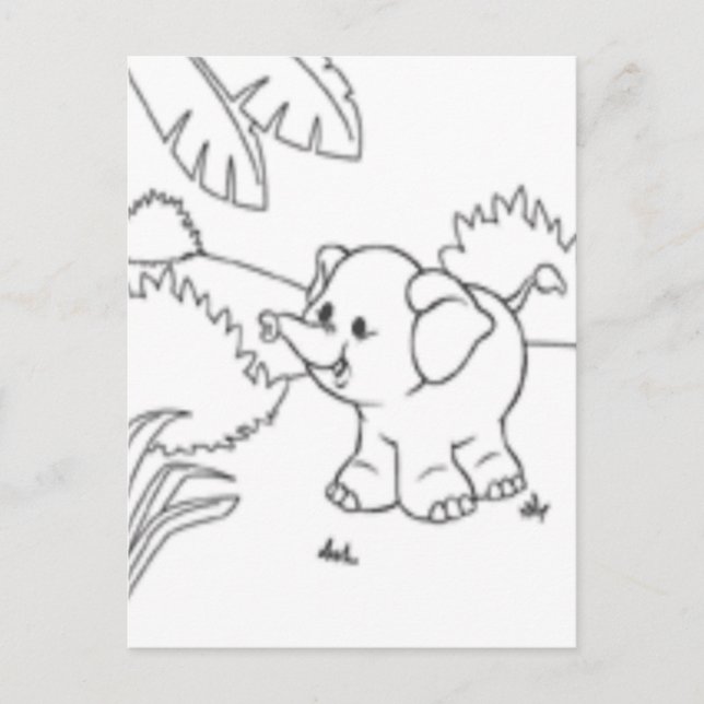 Postal Colora-me cartão - elefante (Frente)