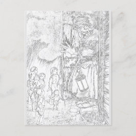 Postal Coloração de desenho de lápis de casa | Cartão pos