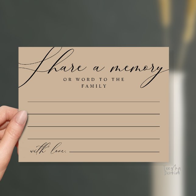 Postal Compartilhe uma memória Cartão de Serviço Funerári (Share a memory Memorial Funeral Service Card in Black and Tan Brown)