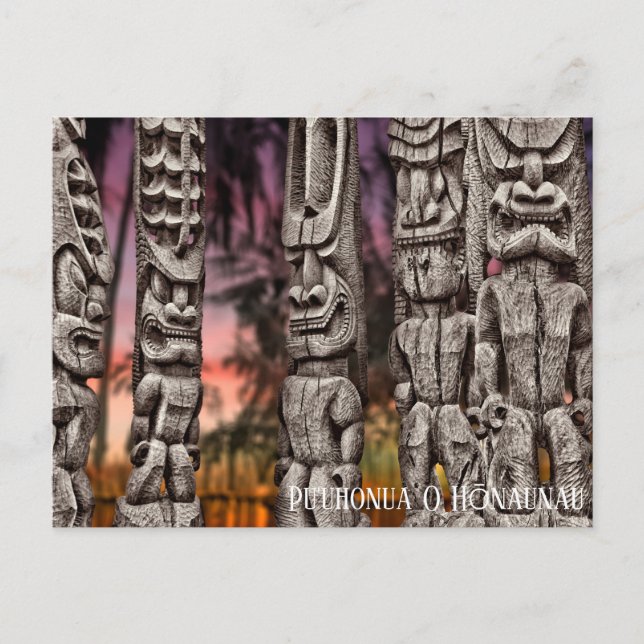 Postal Conselho Tribal Tiki com céu dramático, cartão pos (Frente)