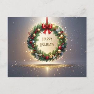 Postal Coroa de Natal Festiva Cartão de Boas Festas