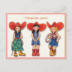 Postal Cowgirl Obrigado! Cartão