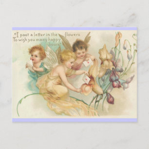 Postal Crianças Fairies - Cartão de Arte Vintage