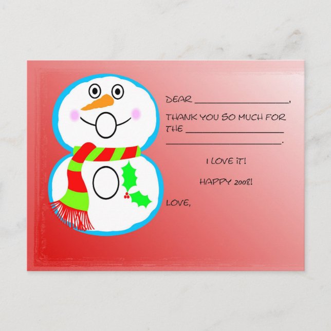 Postal Crianças Natal Obrigado Cartão de Posto (Frente)