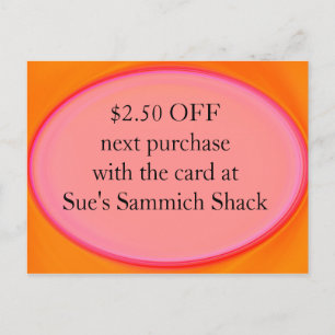 Postal cupom de cartão de desconto
