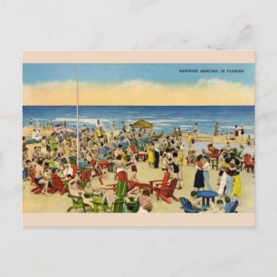 Postal Dança de Surfside do vintage no cartão de Florid