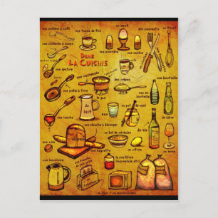 Postal Dans La Cuisine - cartão vocacional francês