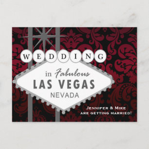 Postal De Anúncio CASAMENTO EM LAS VEGAS Damask Salve o Cartão Posta