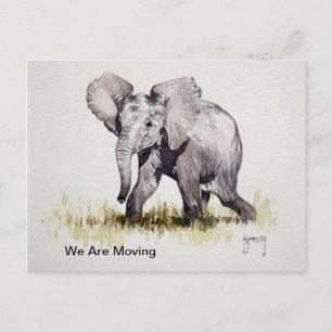 Postal De Anúncio Jovem Elefante Estamos Mudando O Cartão Poste