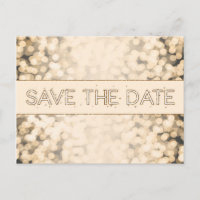 Luzes Douradas Espelhadas SAVE THE DATE Cartão Pos