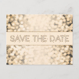 Postal De Anúncio Luzes Douradas Espelhadas SAVE THE DATE Cartão Pos