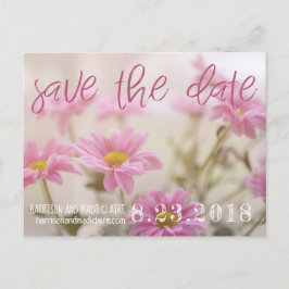 Postal De Anúncio Margaridas Rosa Salve o Cartão da Data Flores Româ