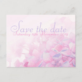 Postal De Anúncio Salve a data casamento hortênsia cartão roxo rosa