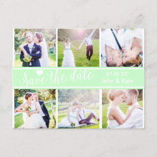 Postal De Anúncio SALVE A DATA Casamento Verde Menta 6 FOTO Cartão P