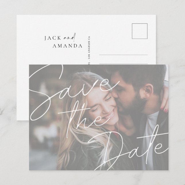 Postal De Anúncio Simples casamento Fotográfico salvar o cartão post (Frente/Verso)