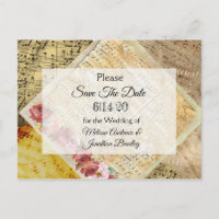 Vintage Sheet Music & Rosa Salve a data Cartão pos