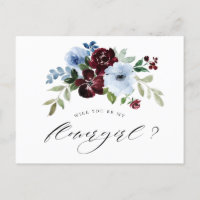 cartão burgundy dusty blue você será minha menina
