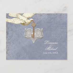 Postal De Convite Chave para meu Coração, Doves RSVP Resposta Cartão