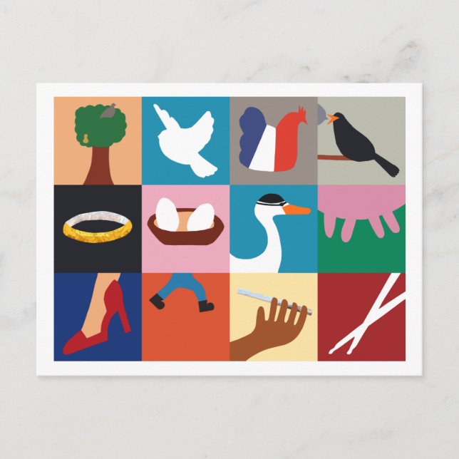 Postal De Festividades 12 dias do cartão do feriado do Natal (Frente)