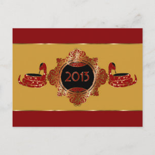 Postal De Festividades Ano ornamentado do cartão chinês do ano novo do