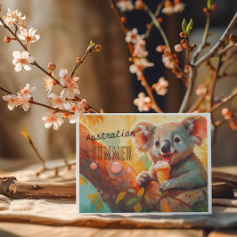 Postal De Festividades Australiano Summer, cartão koala personalizável
