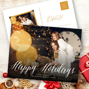 Postal De Festividades Boas festas cartão branco da foto do feriado do