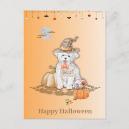 Postal De Festividades Cachorro do Halloween Vestindo Cartão Docente do H