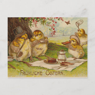 Postal De Festividades Cartão alemão da páscoa do vintage