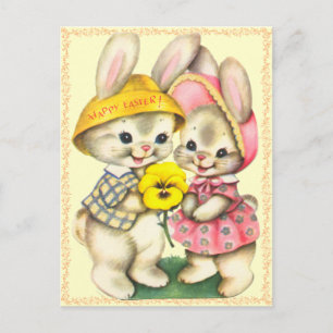 Postal De Festividades Cartão bonito dos miúdos dos coelhinhos da Pásc