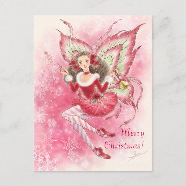 Postal De Festividades Cartão da fada do Natal (Frente)