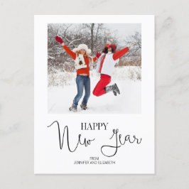 Postal De Festividades Cartão da foto do feliz ano novo moderno simples