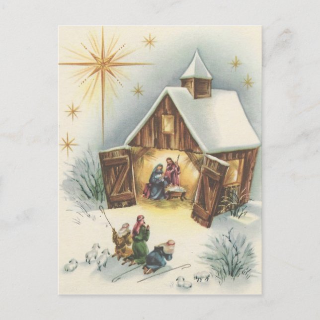 Postal De Festividades Cartão da natividade do natal vintage (Frente)