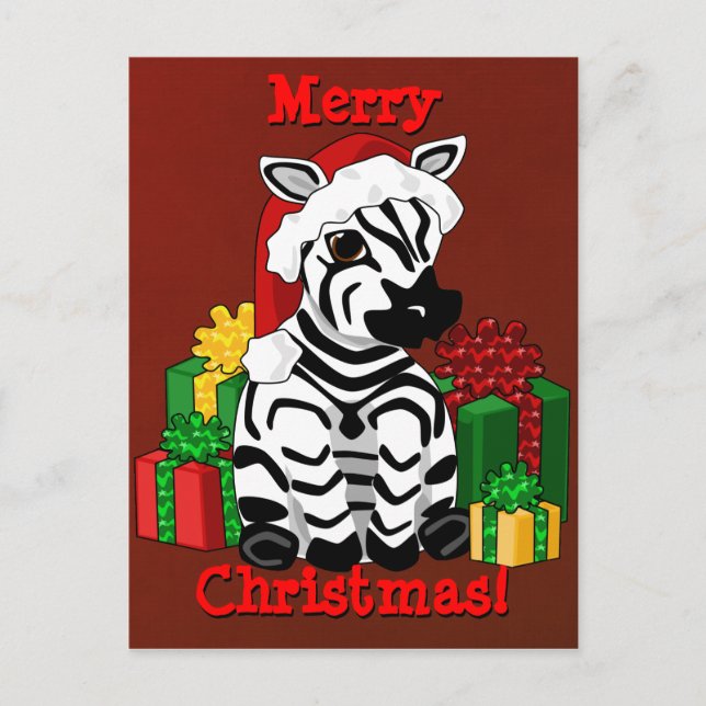 Postal De Festividades Cartão da zebra do Natal (Frente)