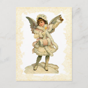 Postal De Festividades Cartão do anjo do natal vintage