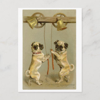 Postal De Festividades Cartão do ano novo dos Pugs/Natal