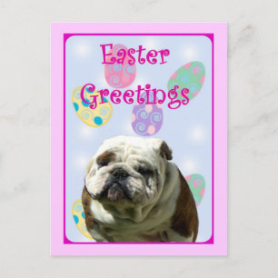 Postal De Festividades Cartão do buldogue dos cumprimentos da páscoa
