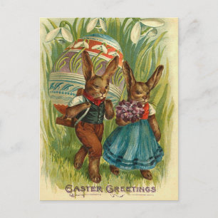 Postal De Festividades Cartão do coelhinho da Páscoa do vintage