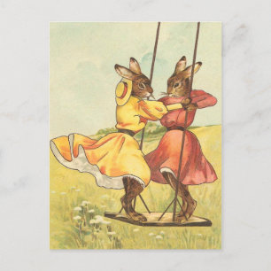 Postal De Festividades Cartão do coelhinho da Páscoa do vintage