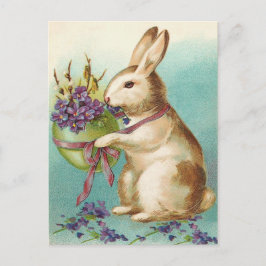 Postal De Festividades Cartão do coelhinho da Páscoa do vintage