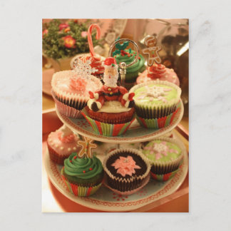 Postal De Festividades Cartão do cupcake do Natal