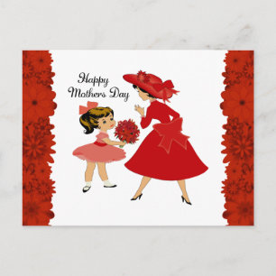 Postal De Festividades Cartão do Dia das Mães Mãe e Filho Vintage