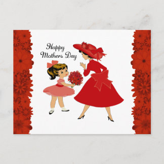 Postal De Festividades Cartão do Dia das Mães Mãe e Filho Vintage
